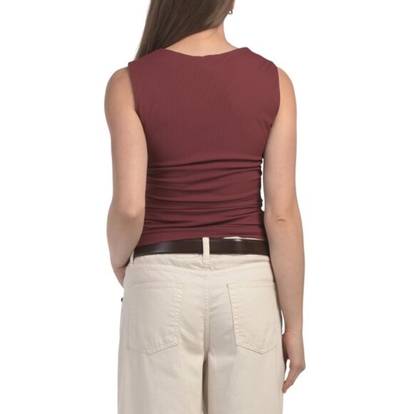 SUNDAY EDITION Burgundy Square Neck Basic Top - Picture 2 of 2